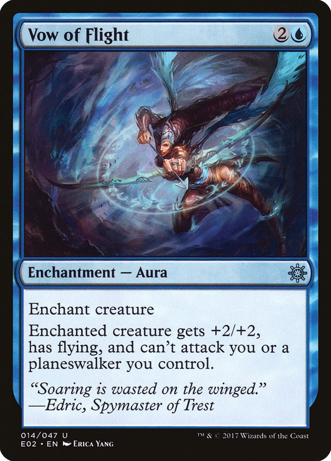 mtg cards that grant flying Magic the Gathering Vow of Flight (14/50) Explorers of Ixalan NM Enchanted creature gets +1/+0 and has flying. MTG Best Commander Enchantment Flying