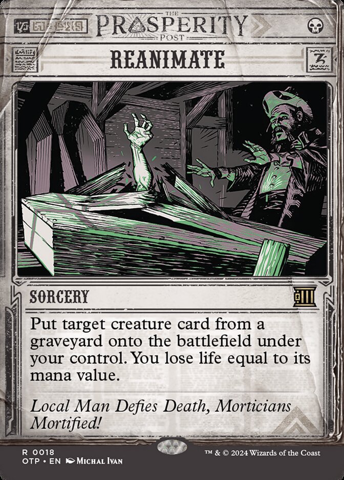 Magic the Gathering Outlaws of Thunder Junction Breaking News Rare Reanimate #18 [Prosperity Showcase]